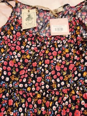 easel Black Floral Camisole Tank with Pink & Yellow Blooms
